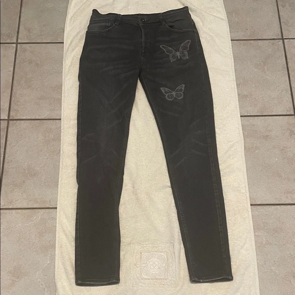 Chevignon Black Jeans with Butterflies - Picture 1 of 10